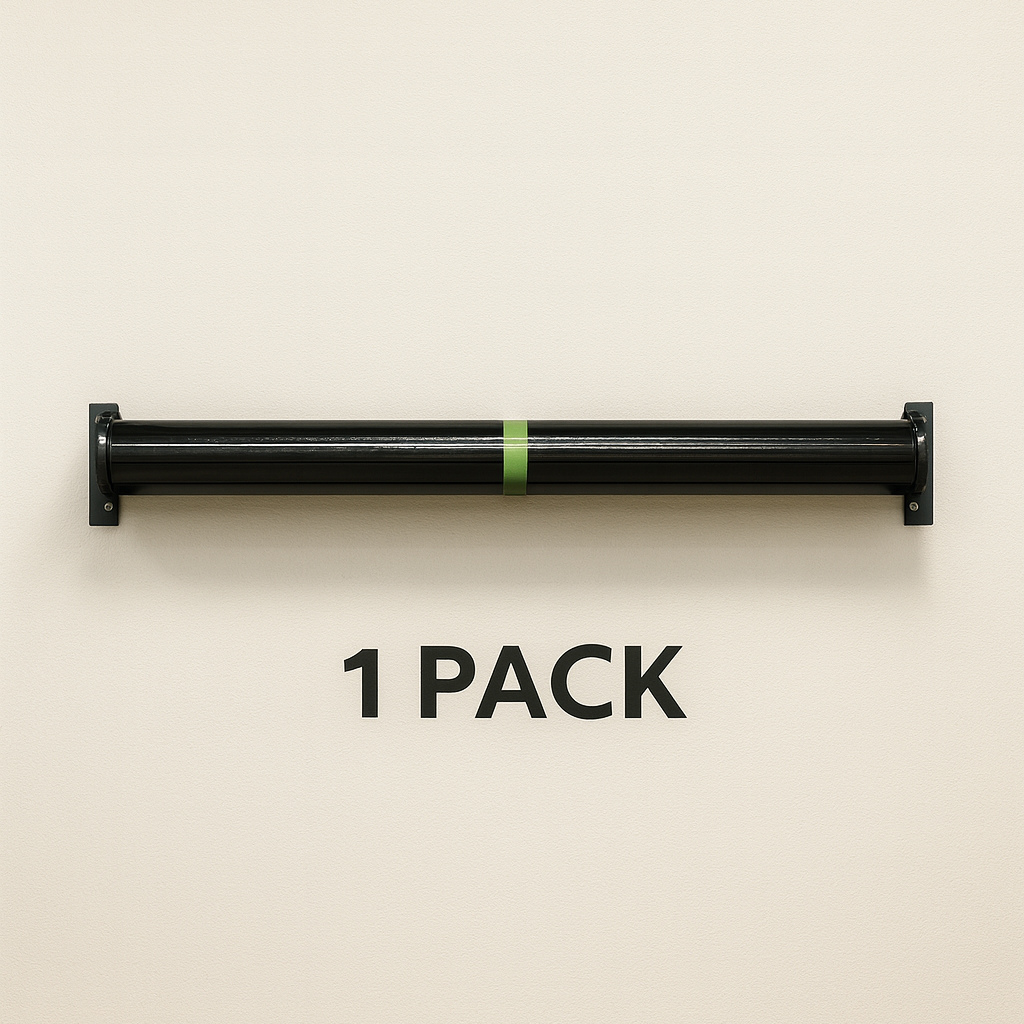 Black 'STOW Rollrack' on a beige background with text indicating '1 Pack'.