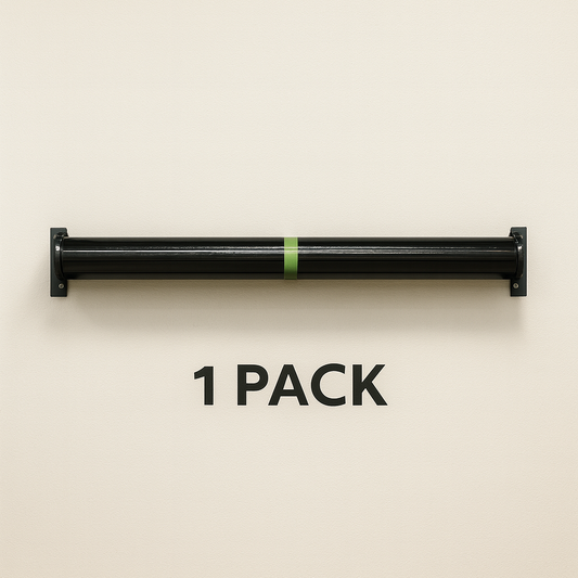 Black 'STOW Rollrack' on a beige background with text indicating '1 Pack'.
